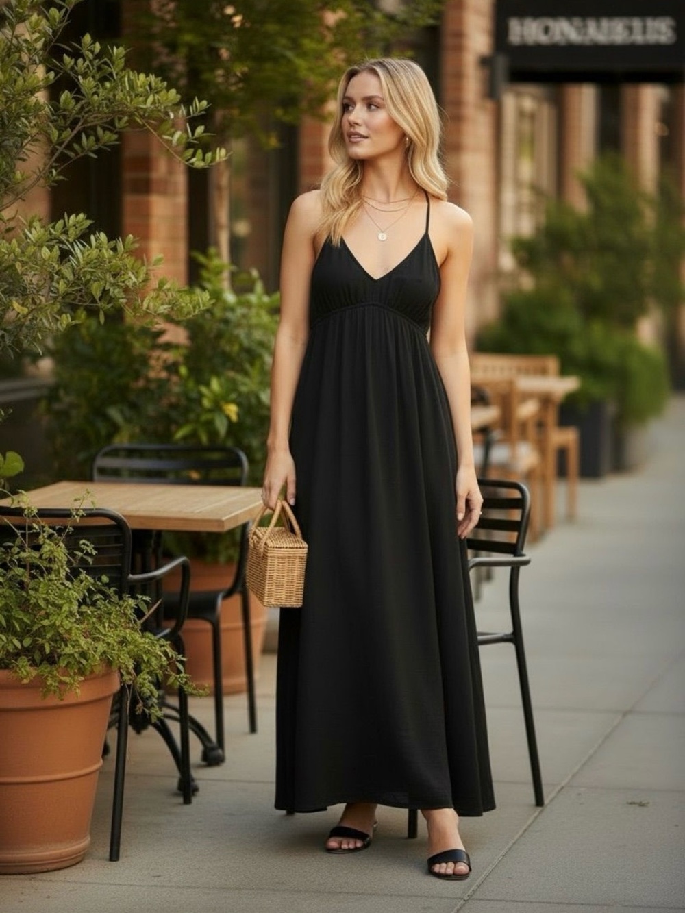 Talula Open-Back Double Strap Empire Maxi Dress